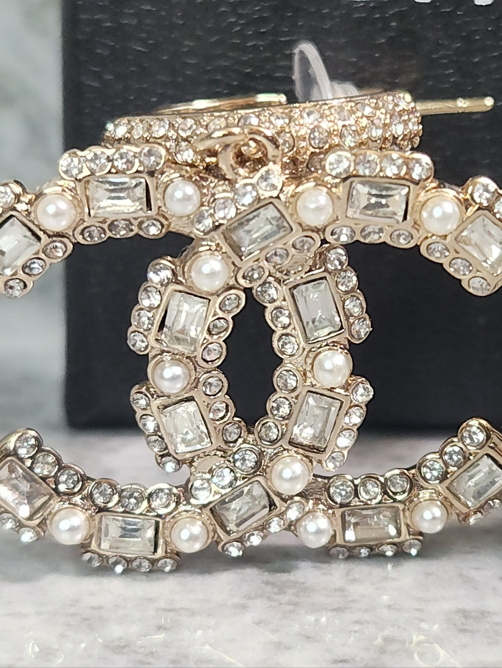 CHANEL Gold Crystal CC Logo Hoop Earrings ✨️ - Picture 2 of 7